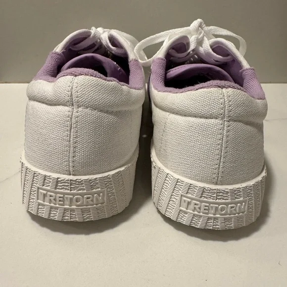 Tretorn Nylite Canvas White and Purple Lace up Sneakers - Picture 4 of 11